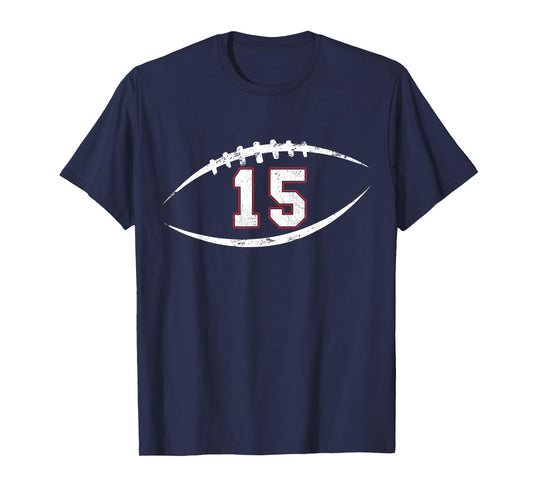 15 Number Vintage Football Player 15 Lucky Number Birthday T-Shirt