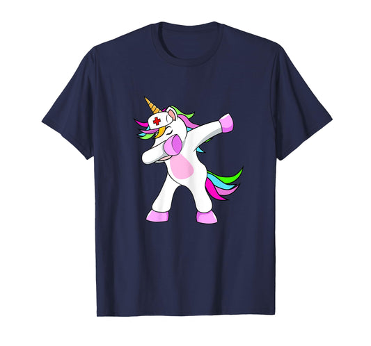 Dabbing Unicorn Nurse Girl Shirt Nursing Angel T-Shirt