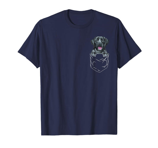 Dog In Pocket Black Labrador Retriever Funny Dog Lover Men Women Kids T-Shirt