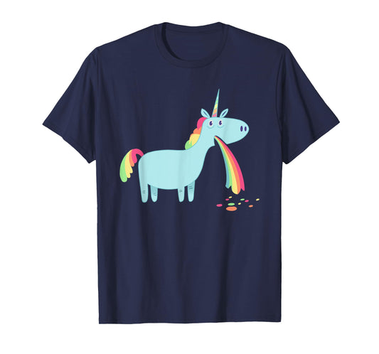 Unicorn vomiting rainbow spew graphic t-shirt T-Shirt
