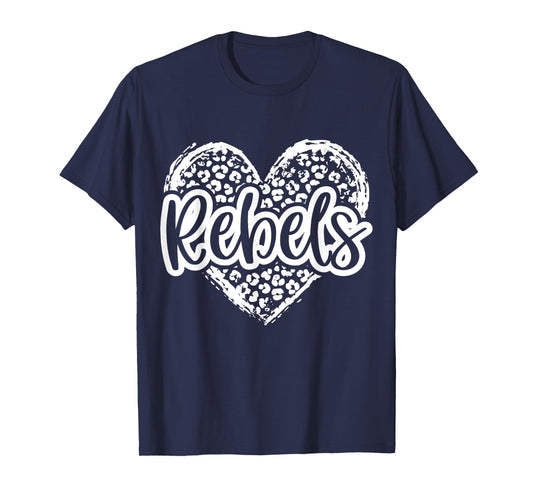 Leopard Cheetah Heart REBELS School Spirit Top Distressed T-Shirt