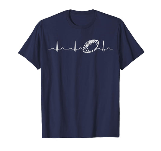 Funny Football Ball Heartbeat Clothing Fan Men Boys T-Shirt
