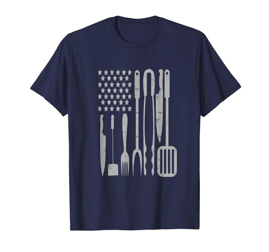 BBQ Grilling Barbecue American Flag USA America 4th Of July T-Shirt for Women Men