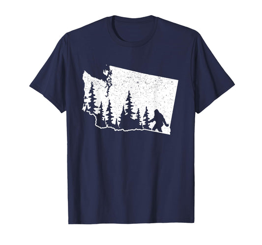 Washington Bigfoot Sasquatch & Trees Silhouette State Pride T-Shirt