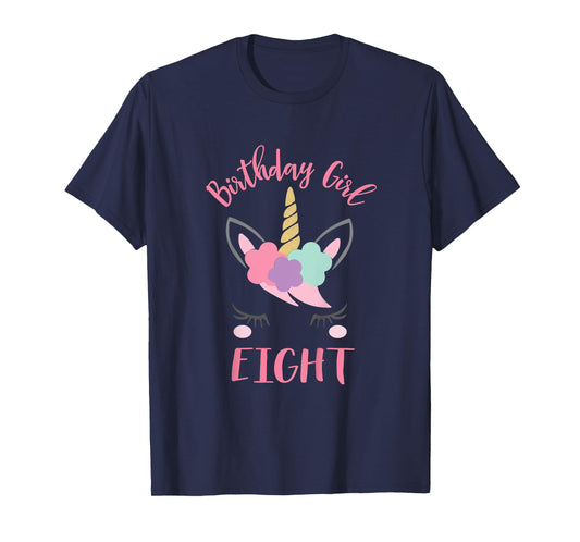 8th Birthday Shirt Girl Unicorn Eighth Birthday Outfit T-Shirt