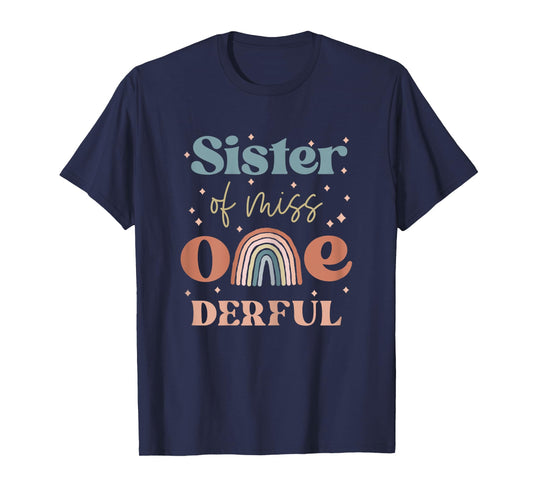 Sister of Miss Onederful Boho Rainbow First Birthday T-Shirt