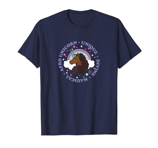 Afro Unicorn Unique Divine Magical Unique Cute Portrait T-Shirt