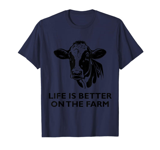 Retro Vintage Cow Life is Better On The Farm Farmer Men T-Shirt