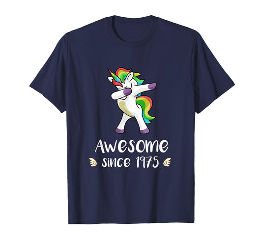 Awesome Since 1975 T-Shirt Cute Unicorn 43rd Birthday Gift T-Shirt