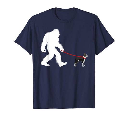 Bigfoot Walking Boston Terrier Shirt, Dog Walker Tee Gift T-Shirt