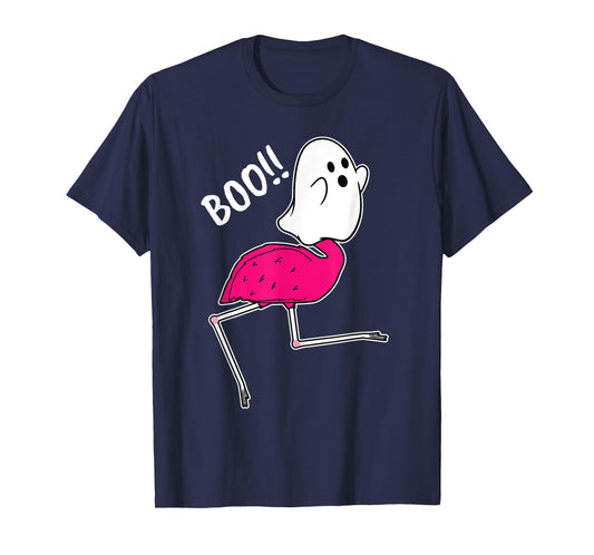 Flamingo Ghost Boo Lazy DIY Halloween Costume Funny Animal T-Shirt