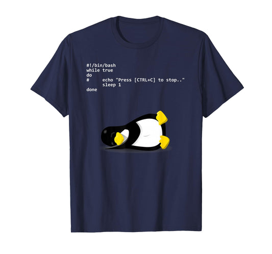 Sleeping Tux Loop Linux Geek Nerd Penguin T-Shirt T-Shirt
