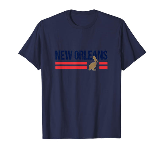 Pelican Retro Stripes New Orleans Vintage New Orleans Local T-Shirt