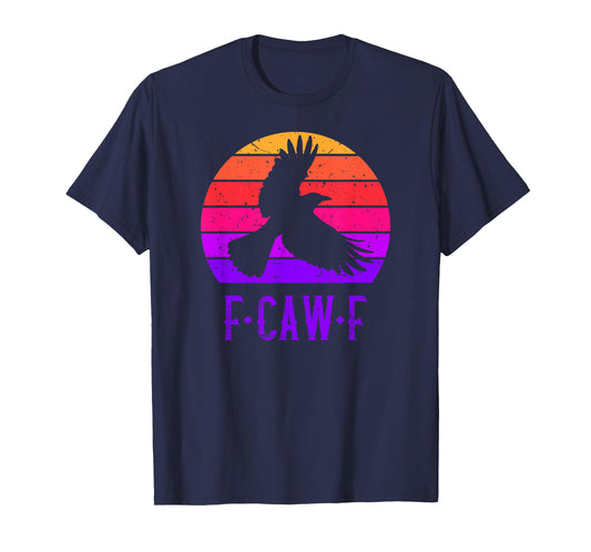 F-Caw-F Black Crow Black Bird Retro Sunset Vintage F-Caw-F T-Shirt