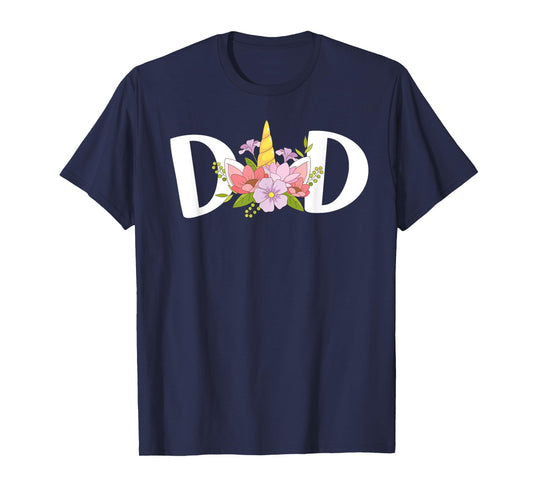 Dad Unicorn Floral Birthday Matching T-Shirt
