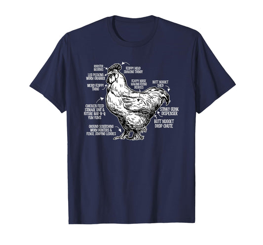 Chicken Anatomy Art Funny Farm Chicken Coop T-Shirt