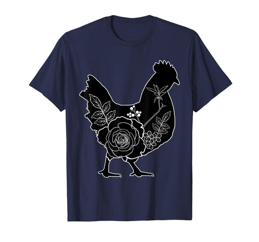 Chickens Floral Pattern Chicken Farmer Flowers Graphic Farm Rooster T-Shirt