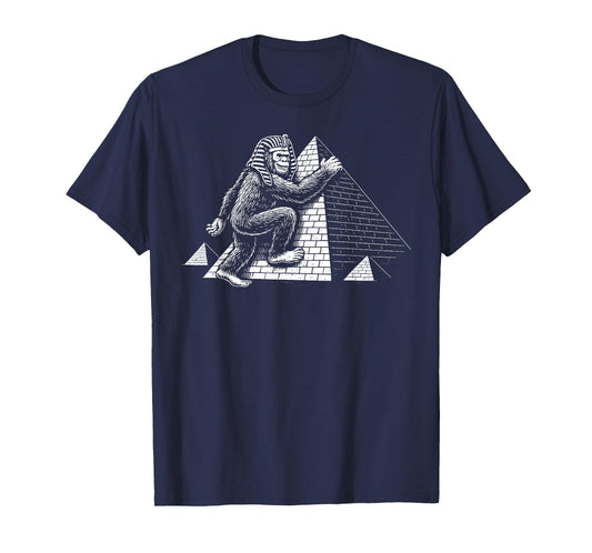 Bigfoot Pharaoh Climbing Pyramids Funny Egypt Travel T-Shirt