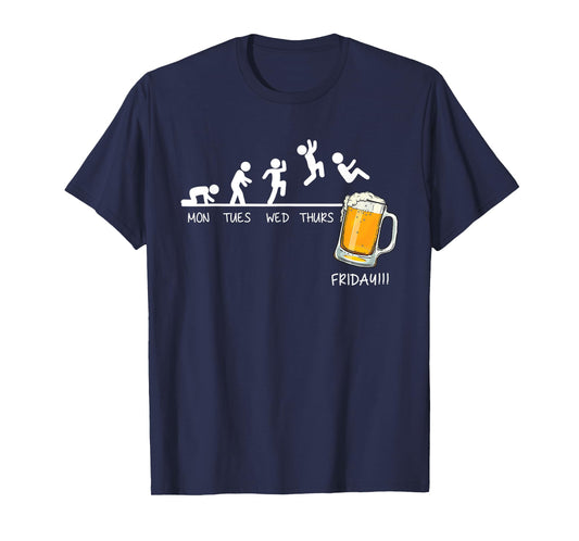 Funny Stickman Jumping Beer Days Of Week Friday Drink Beer T-Shirt