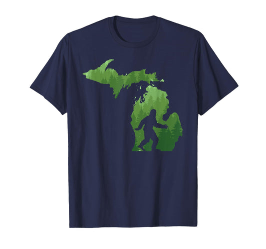 State of Michigan Map Bigfoot Shirt Funny Sasquatch Gift T-Shirt
