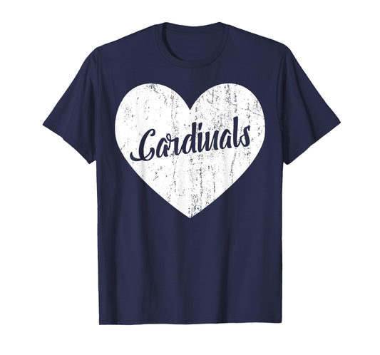 Cardinals School Sports Fan Team Spirit Mascot Heart Gift T-Shirt