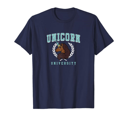 Afro Unicorn Unique Unicorn University Collegiate Logo T-Shirt