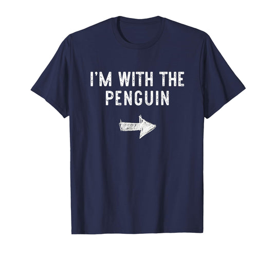 I'm With The Penguin Costume Halloween Matching Couple T-Shirt