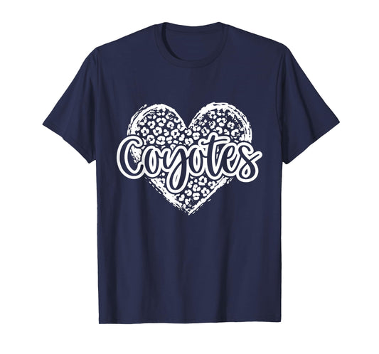 Leopard Cheetah Heart COYOTES School Spirit Top T-Shirt