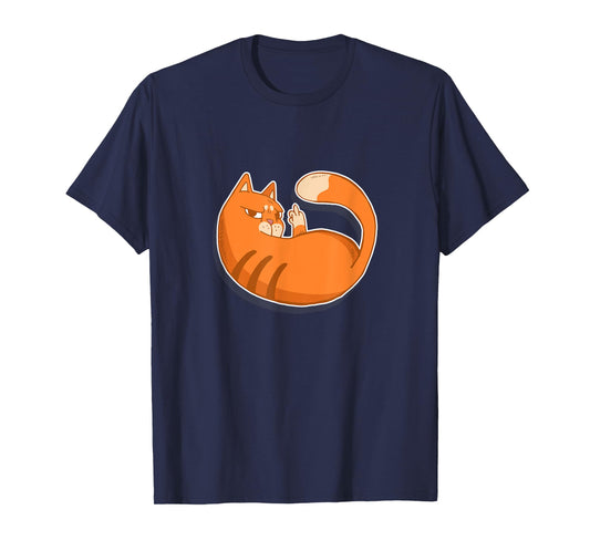 Cute Tabby Cat - Flipping Bird- T-Shirt for Men Women