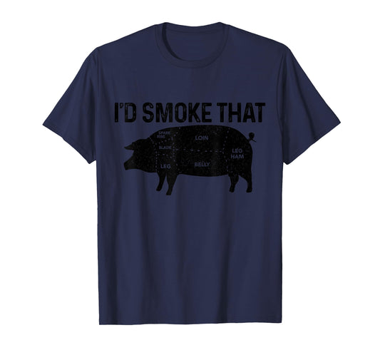 Chef Butcher BBQ I'd Smoke That Pig Pork Funny Father's Day T-Shirt