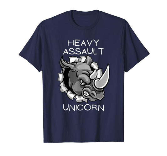 Funny Heavy Assault Unicorn Rhinoceros Cartoon T-Shirt