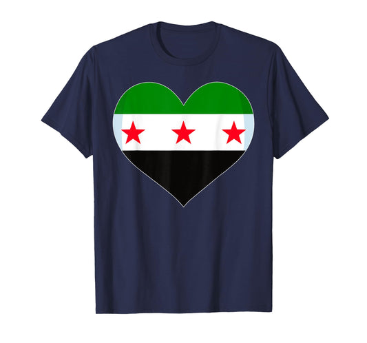 Proud Vintage Syrian Flag Free Syria Heart Love map 2025 T-Shirt