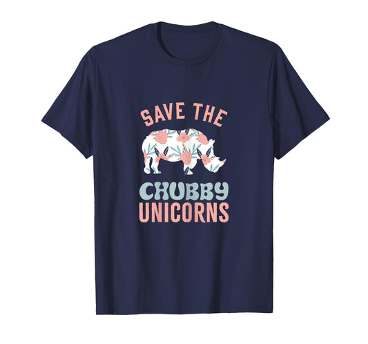 Save The Chubby Unicorns Animal Rights Womens Funny Rhino T-Shirt