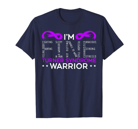 Turner Syndrome Awareness SteMi Apparel Unisex-Adults Black Cotton 65% Polyester 35% Classic Fit Collarless Crew Neck Short Sleeve Turner Syndrome Warrior Turner Syndrome Awareness T-Shirt Small