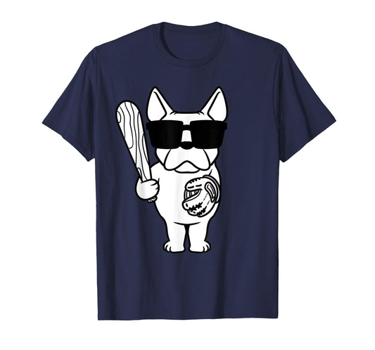 French Bulldog Dog With Baseball Bat And Glove Baseball T-Shirt for Men Women Girls Kids