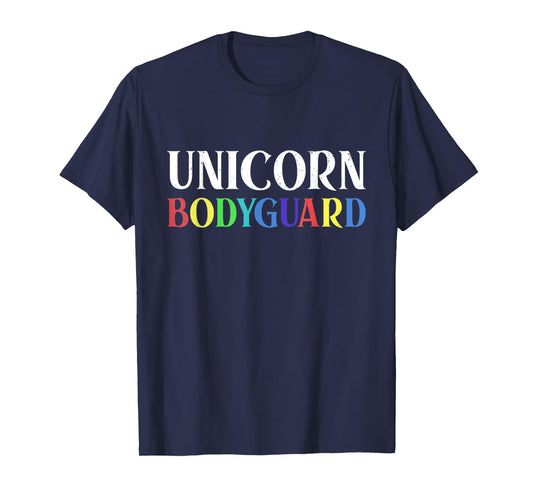 Unicorn Bodyguard Halloween Dad Mom Daughter Distressed T-Shirt