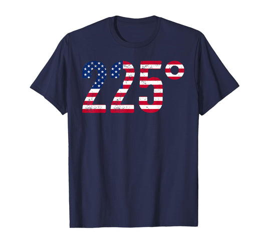 225 Degrees BBQ Smoking Meat Barbecue American Flag USA T-Shirt