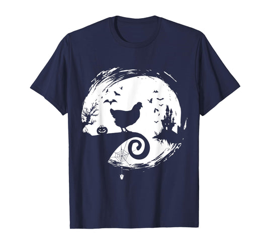 Chicken Halloween Costume Moon Silhouette Creepy Horror T-Shirt
