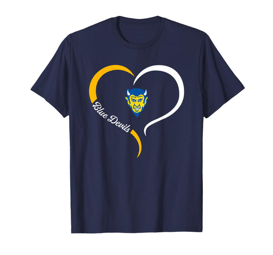 Tallmadge Blue Devils Logo Half Heart Slogan HS T-Shirt