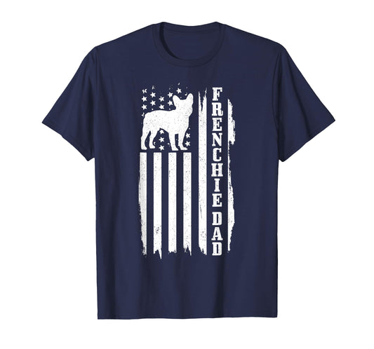 French Bulldog American Flag Frenchie Dog T-Shirt for Men