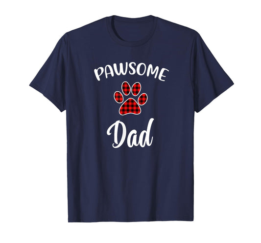 Dog DaD Paw Print Red Buffalo Plaid Matching Pajama Men Women T-Shirt