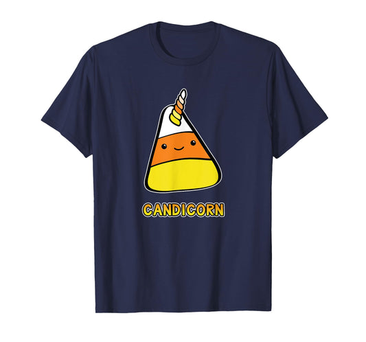 Candy Corn Kawaii Halloween Unicorn Pun Candicorn T-Shirt