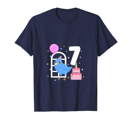 Kids I am 7 with bird - kids birthday 7 years old T-Shirt
