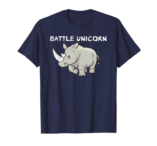 Battle Unicorn Awesome Funny Cute Unicorn Rhino Tee Nerdy T-Shirt
