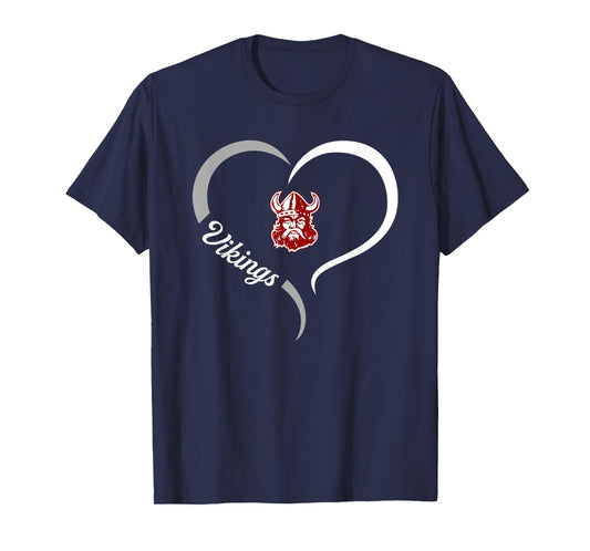 Lowndes Vikings Logo Half Heart Slogan HS T-Shirt