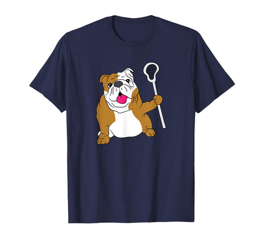 Bulldog Dog Lacrosse Design LAX Dad T-Shirt