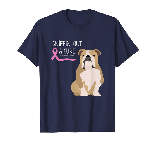 English Bulldog Dog Lover Breast Cancer Awareness T-Shirt