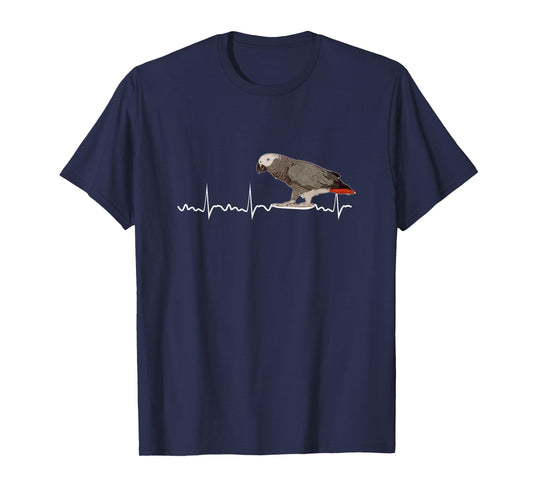 African Grey Parrot Heartbeat Parrot Bird Macaw T-Shirt