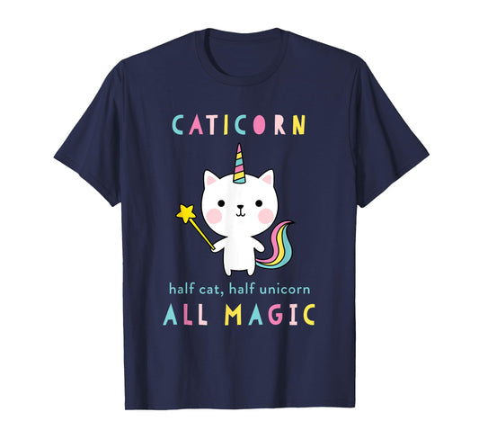 Caticorn Half Cat Unicorn Shirt Cute Girls Meowgical Theme T-Shirt
