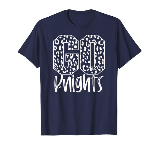 Knights Team Mascot School Spirit Game Night Leopard Print T-Shirt